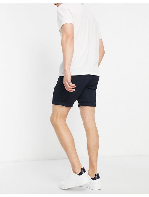 ASOS DESIGN 2 pack slim chino shorts in black & navy