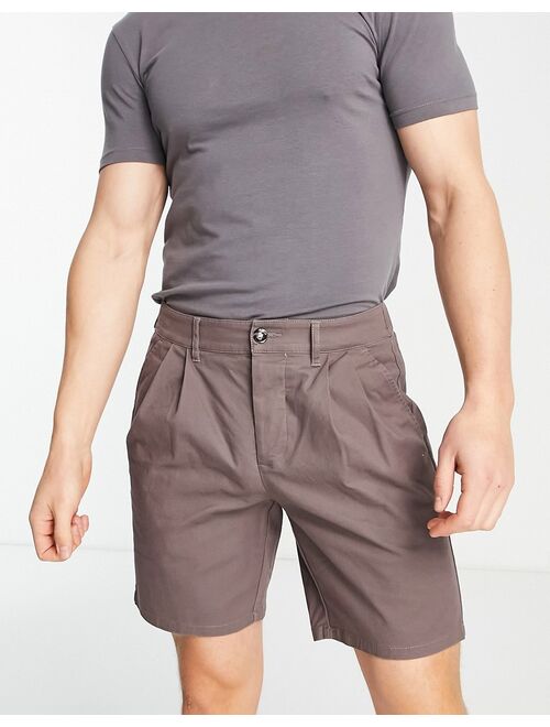 ASOS DESIGN 2 pack chino cigarette shorts in brown and beige save