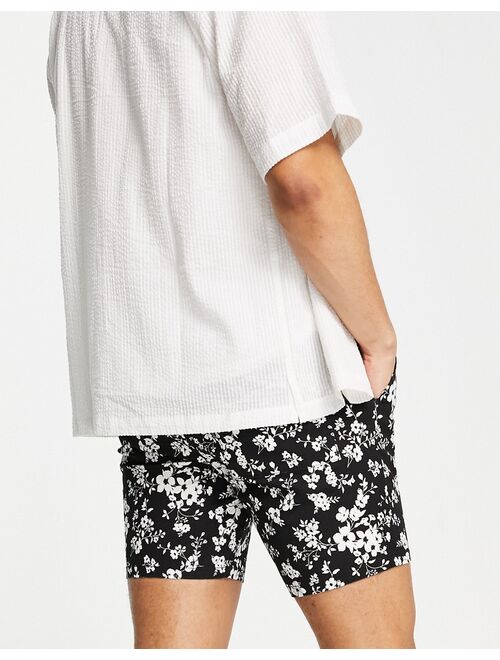 ASOS DESIGN slim chino shorts in dark based floral
