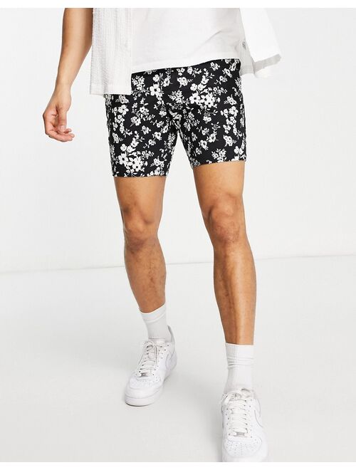 ASOS DESIGN slim chino shorts in dark based floral
