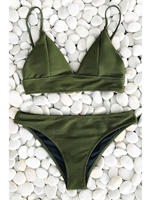 CUPSHE Women Bikini Set Solid Color Sexy Triangle Two Piece Swimsuit