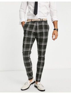super skinny mix and match green check suit pants