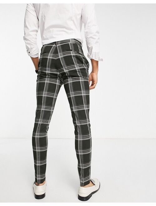 ASOS DESIGN super skinny mix and match green check suit pants