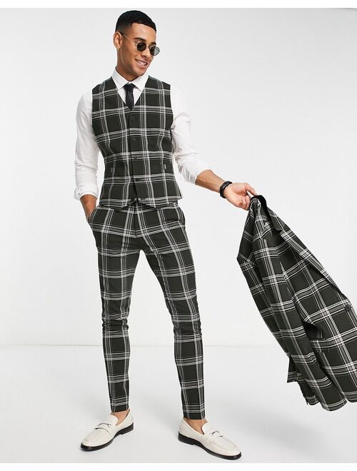 ASOS DESIGN super skinny mix and match green check suit pants