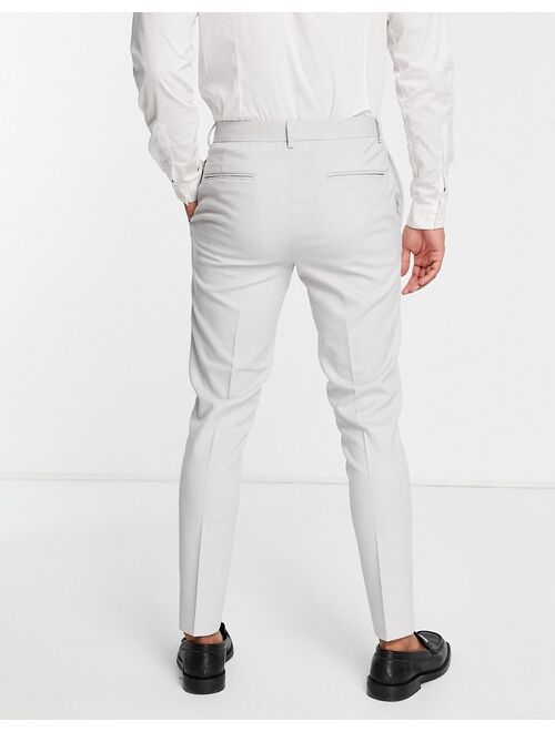ASOS DESIGN wedding super skinny suit pants in ice gray micro texture