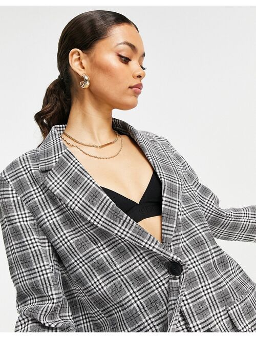 ASOS Petite ASOS DESIGN Petite Mix & Match suit blazer in gray check