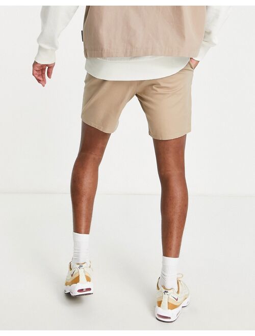 ASOS DESIGN slim chino shorts in beige