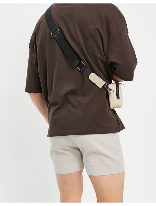 ASOS DESIGN 2 pack skinny chino shorts in light gray and khaki save