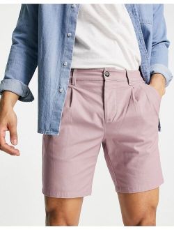 chino cigarette shorts in pink