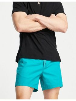 slim chino shorts with elasticated waist in bright blue