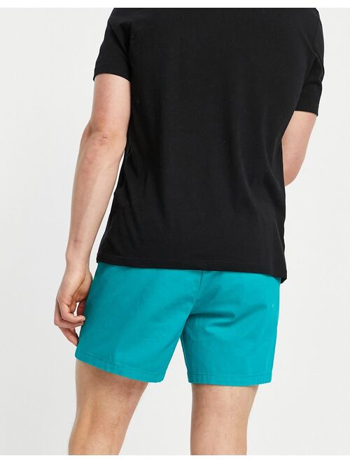 ASOS DESIGN slim chino shorts with elasticated waist in bright blue