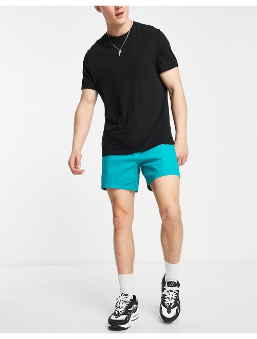 ASOS DESIGN slim chino shorts with elasticated waist in bright blue
