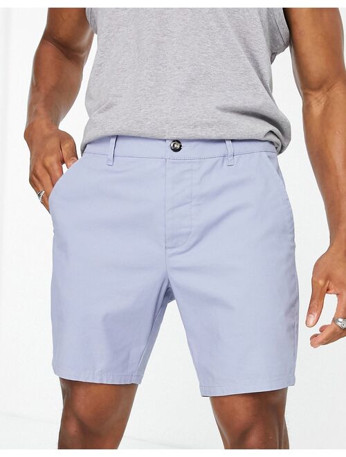 ASOS DESIGN skinny chino shorts in pastel blue
