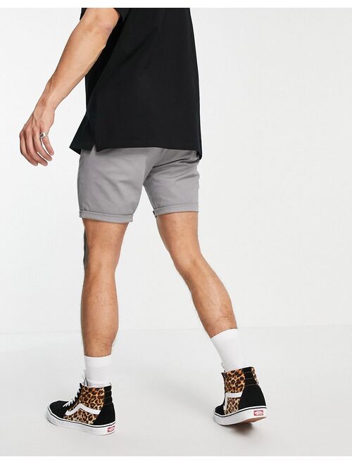 ASOS DESIGN skinny chino shorts in light gray