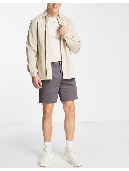 ASOS DESIGN 2 pack cigarette chino shorts in charcoal and beige save
