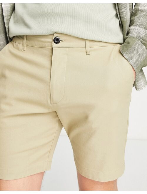 ASOS DESIGN skinny chino shorts in beige
