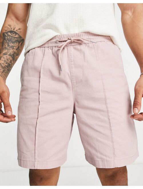 New Look relaxed fit pull on shorts with pintuck in mid pink