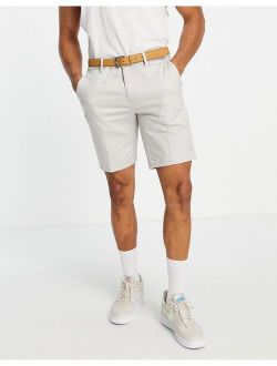 slim belted chino shorts in stone