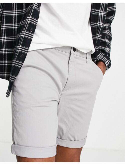 Topman 2 pack skinny chino shorts in gray and charcoal