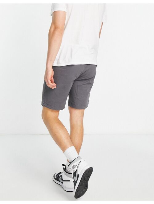Topman 2 pack slim chino shorts in gray and charcoal