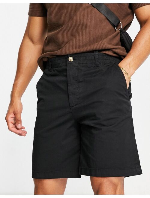 Pull&Bear relaxed elastic chino shorts in black
