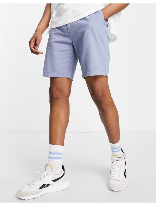 New Look slim fit chino shorts in mid blue