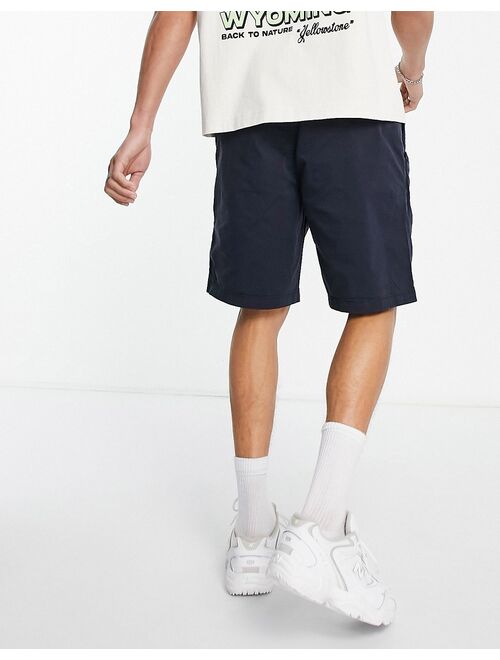 Pull&Bear relaxed elasticized chino shorts in navy