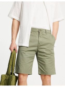 regular fit organic cotton chino shorts in olive green