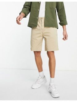 relaxed elasticized chino shorts in beige