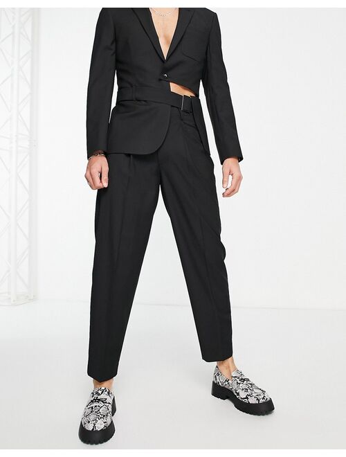 ASOS DESIGN tapered suit pants in black