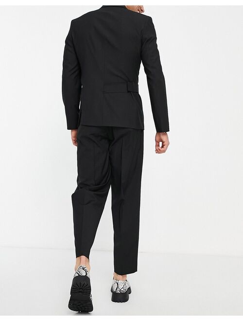 ASOS DESIGN tapered suit pants in black