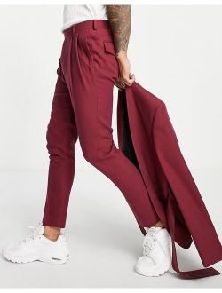 Tapered Suit Pants In Burgundy