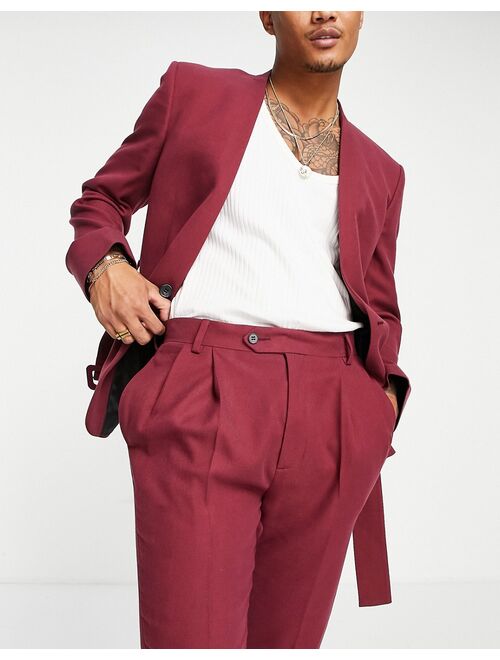 ASOS DESIGN Tapered Suit Pants In Burgundy