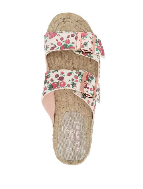 LoveShackFancy strawberry-print double-buckle sandals