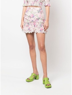 floral-print ruffled skirt