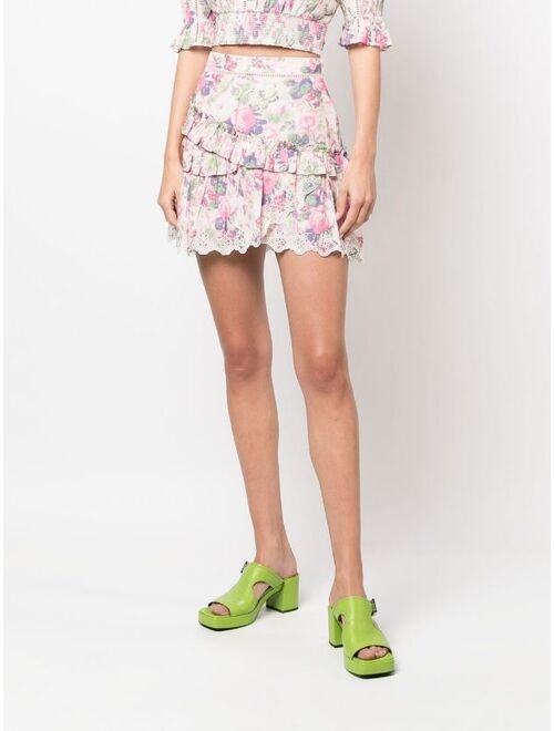 LoveShackFancy floral-print ruffled skirt