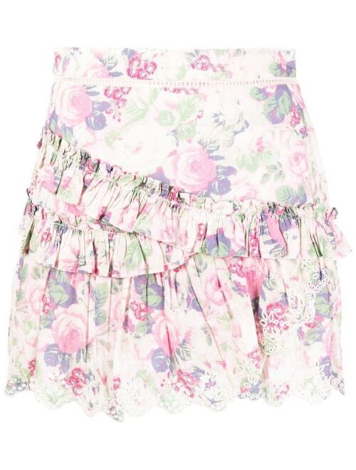 LoveShackFancy floral-print ruffled skirt