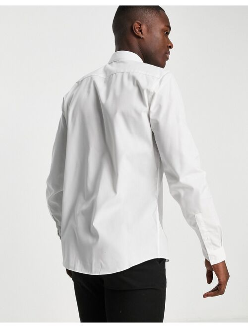 Topman formal long sleeve shirt in white