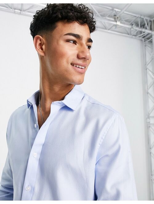 Topman Egyptian cotton textured formal shirt in blue