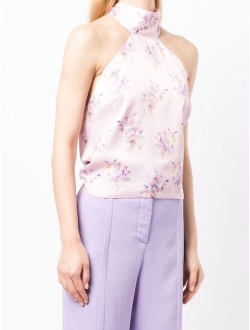 floral-print halterneck blouse