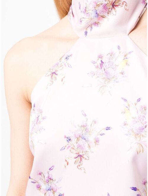 LoveShackFancy floral-print halterneck blouse