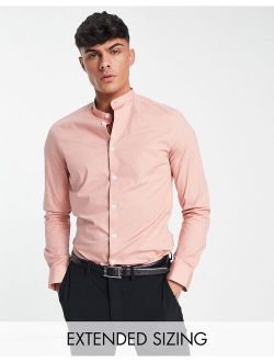 skinny fit shirt with grandad collar in pink