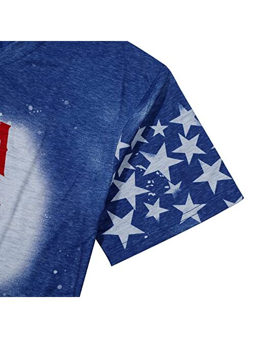 Egelexy America Flag Shirt Women 4th of July Star Stripe Patriotic Tops Independence Day Short Sleeve T Shirts