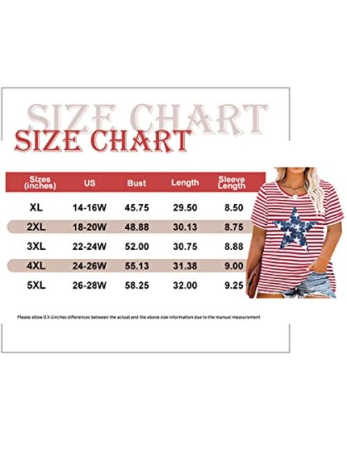 CARCOS Womens Plus Size Tops Short Sleeve Shirts V Neck Tunic Floral/Tie Dye/Solid Summer Tees XL-5X