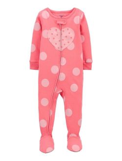 Toddler Girls One-Piece Heart Snug Fit Footie Pajama