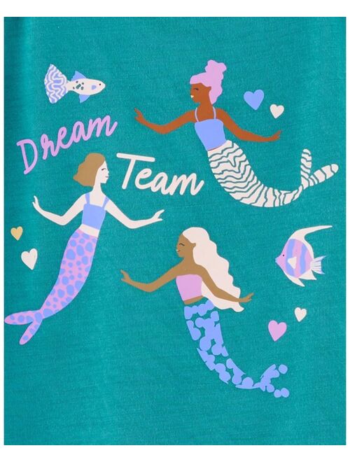 Carter's Toddler Girls 4-Piece Mermaid Loose Fit T-shirt and Shorts Pajama Set