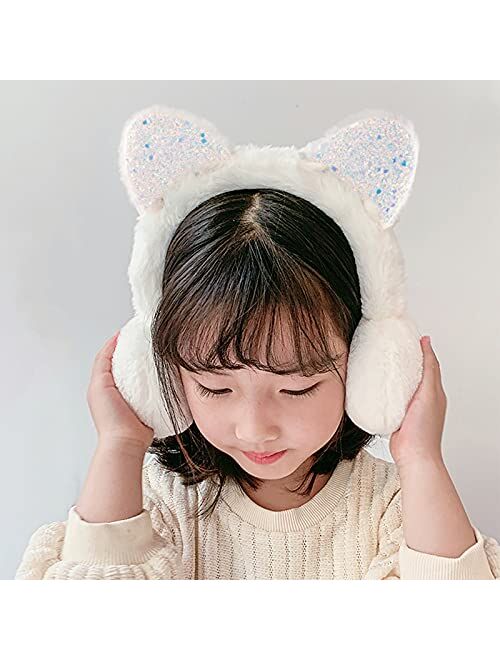 XIAOHAWANG Toddler Kids Winter Knitted Ear muffs Soft Plush Ear Warmers for Baby Boys Girls Outdoor Cute Dinosaur Ear Covers Headband