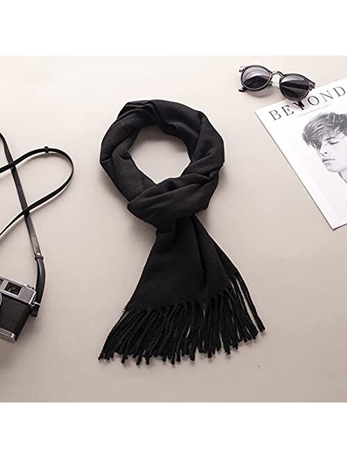 FWGB Scarf for Boy Girl Kids Soft Spring Fall Wrap for Man Woman Toddler Plain Shawl (Black)