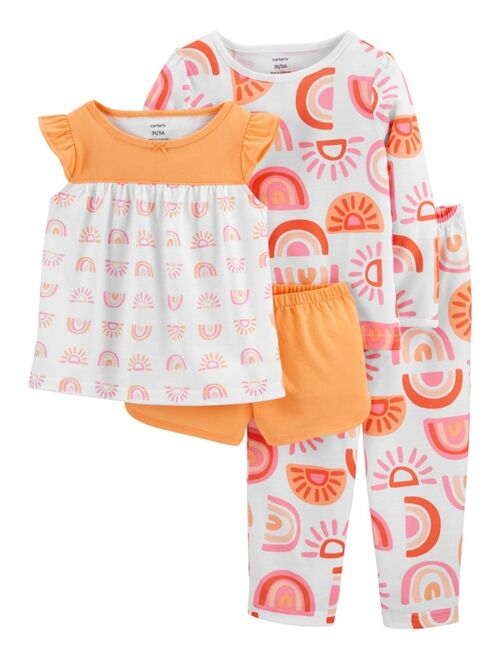 Carter's Toddler Girls 4-Piece Rainbow Loose Fit T-shirt, Shorts and Pajama Set