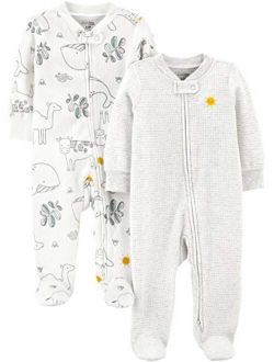 Unisex Babies' 2-Way Zip Thermal Footed Sleep and Play, Pack of 2